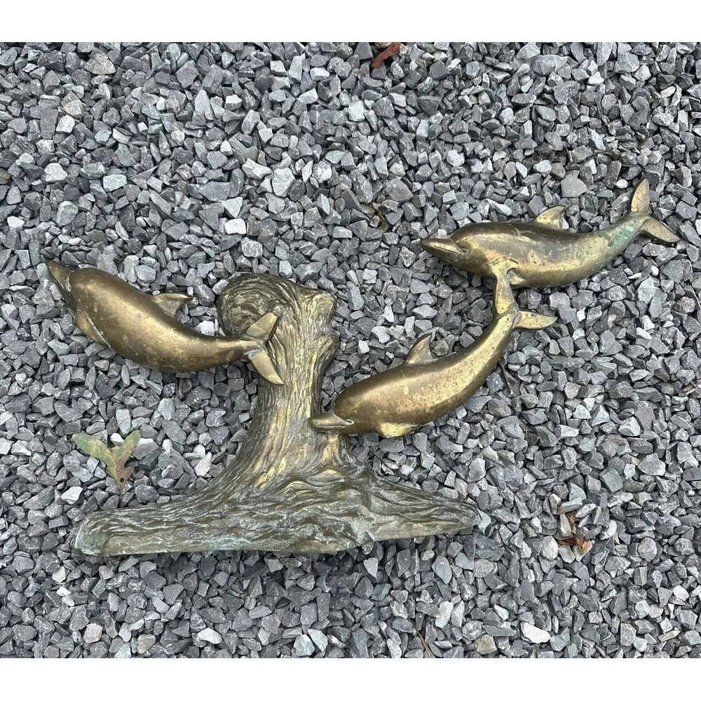 Brass Dolphins Swimming In The‎ Surf Beautiful Patina